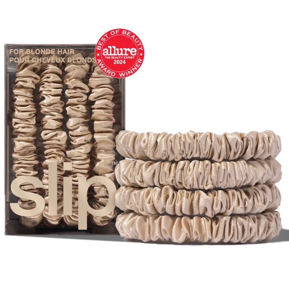 NWT 8 Slip skinny pure silk scrunchies Black & Blonde - Picture 4 of 13
